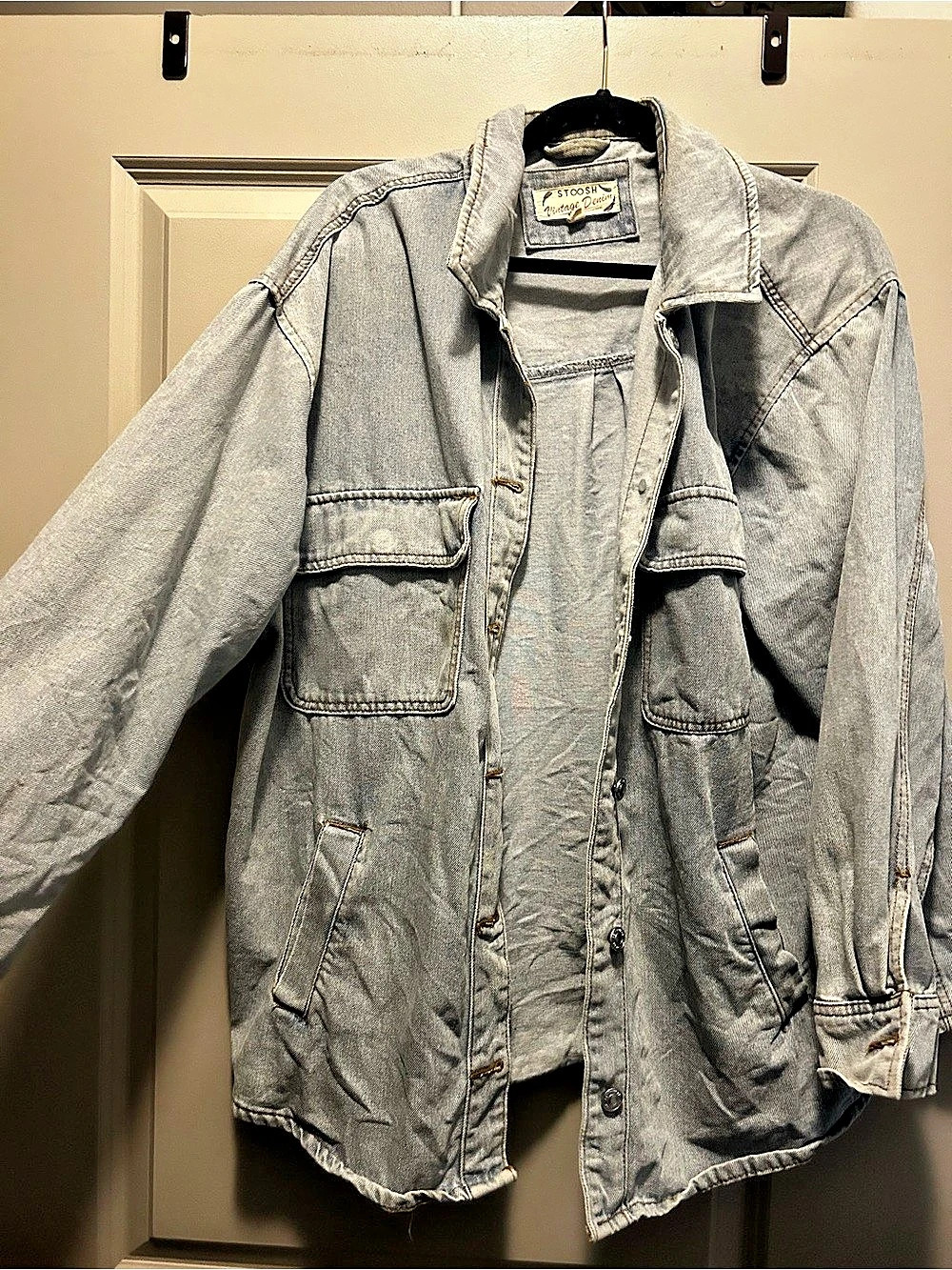 STOOSH Vintage Denim Utility Jacket Blue Size XL
